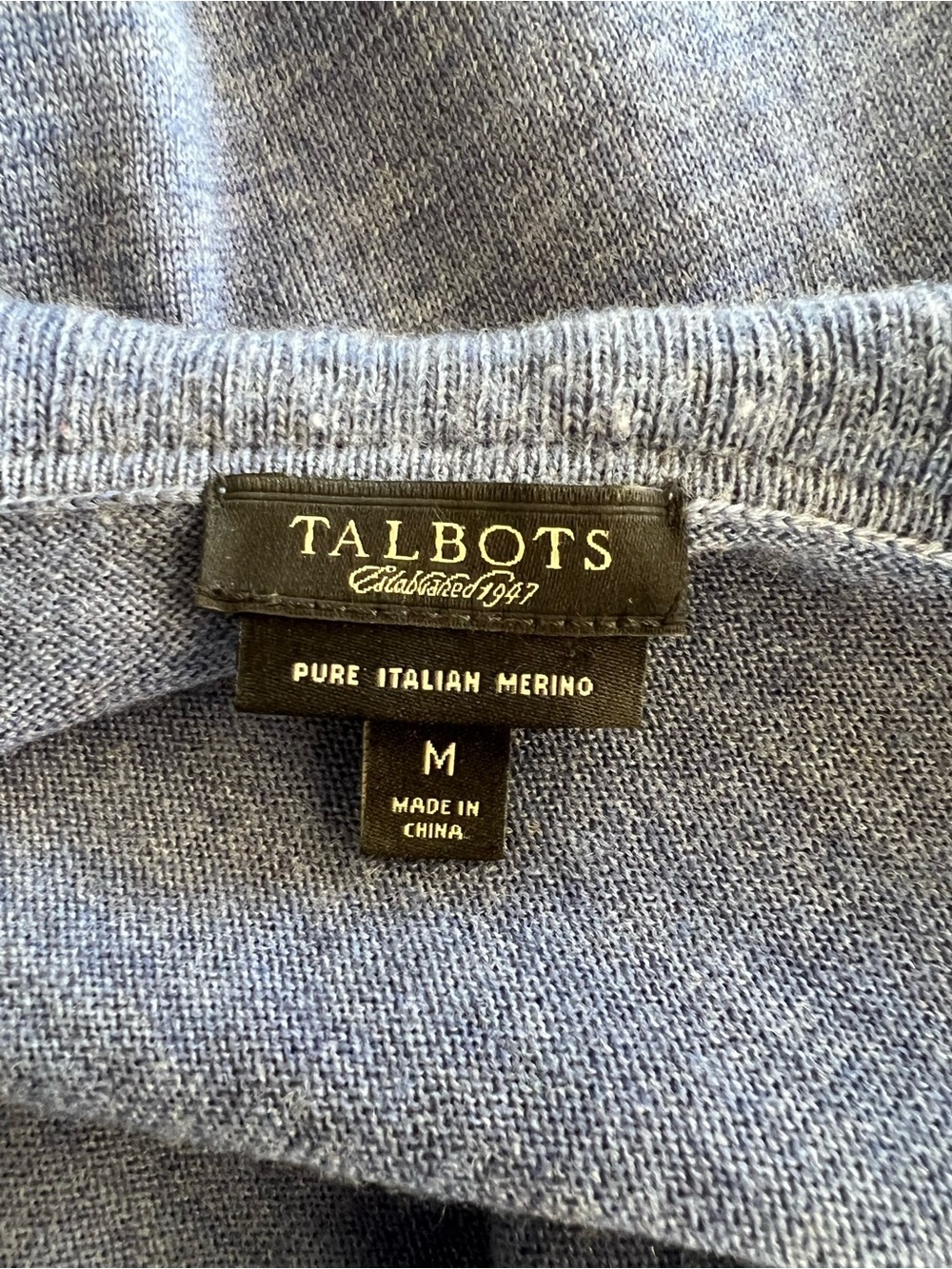 Talbots Pure Italian Merino Wool Blue Ruffle Open Front Cardigan Medium - Picture 2 of 12